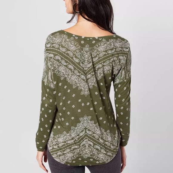 Lucky Brand Green Paisley Blouse XL - Picture 8 of 9